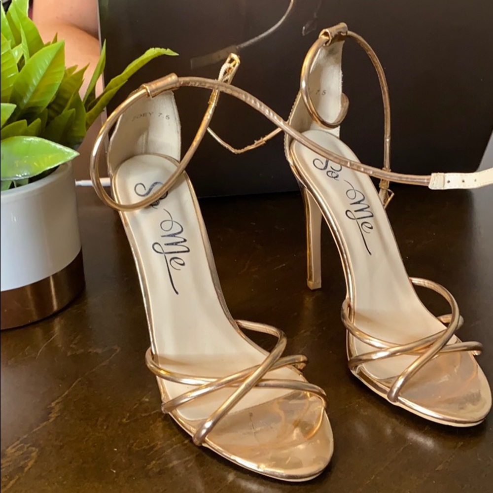 Rose gold strappy heels